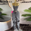 Street Women's Set Strap Tunic Crop Tops and Stacked Ruched Pants Holiday Vacation Two 2 Piece Set Outfits
