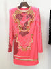 High Street F/W Designer Runway Women's Long Sleeve Sequined Pearls Beaded Velvet Dress