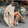 Women's Cape Trench Coat Vintage Double-breasted Long Sleeve Lapel Loose Fit Oversized Overcoat Street Autumn Irregular Jacket