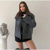 Solid Faux Suede Jackets Women's Stand Collar Full Sleeves Zip Cropped Coat Autumn Winter Lady Casual Outerwear