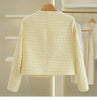 Women's Jacket Tweed Round Neck Single-breasted Cardigan Coat Young Slim Loose Style Small Fragrance Short Coat