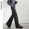 Wool Blend Flare Pants Women Winter Thick Warm Trousers High Waist Office Lady Casual Pants 144K57322