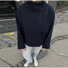 Black Stand Collar Woolen Coats Women's High Street Buttons Full Sleeve Short Overcoats Autumn Female Solid Outwear