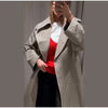 Women Casual Plaid Windbreaker Turn-down Collar Long Sleeve Belt Waist Jacket Spring High Street Lady Commute Coat