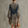 European and American Turtleneck Printed Chiffon Dress Loose Vacation Style Shawl Long-Sleeved Women's Dress