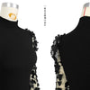 Elegant Women Floral Applique Mesh Long Sleeve Knit Ribbed Sweater Dress Autumn Winter Bodycon Dresses Vestidos