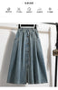 High Waist Casual Denim Skirts Women Vintage Style Single-breasted Basics Female A-line Long Skirts B3848