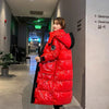 Black Glossy Parker Female Warm Winter Thicken Down Cotton Jacket Windproof Rainproof Women's Hooded Coat Casual Long Overcoat