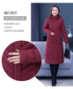 Middle-aged Womens Down Cotton Coat Winter Long Warm Quilted Cotton Jacket Female Casual Hooded Parka Overcoat Purple 5XL