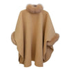 S-5XL Winter Warm Cloak Horn Buckle Woolen Poncho Capes Women Faux Rabbit Fur Dolman Sleeves Loose Long Cappa Coat