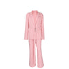Women Pink Linen Blazer Pants Set Chic Oversized Casual 2 Piece Co Ord Long Pant Sets Work Vacation Casual Outwear