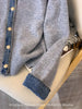 High-Quality Korean Denim Shirt Collar Stitching Fake Two-piece Sweater Women Cardigan Chic Knitted Coat Female Tops