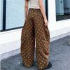 Women Retro Polka Dot Print High Waist Barrel Leg Pants Drawstring Hem Wide Leg Trousers With Pockets Y2K Casual Streetwear