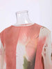 Chic Print Pleated Women's Dresses Color-block Design Round Neck Lantern Sleeves Long Dresses Spring 2AA4759