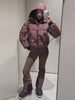 Striped Ski Suit Women's Hooded Full Sleeves Zippers Warm Coats High Waist Pants Winter Winter Lady Tracksuit