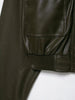 Women Large Front Pocket Jacket Vintage Solid Turtleneck Long Sleeve Zipper Faux Leather Jacket High Street Lady Coat