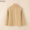 Women's Casual Lapel Neck Jackets 3/4 Sleeves Solid Color Button Up Lightweight Coats Spring Office Wear Woman Outerwear