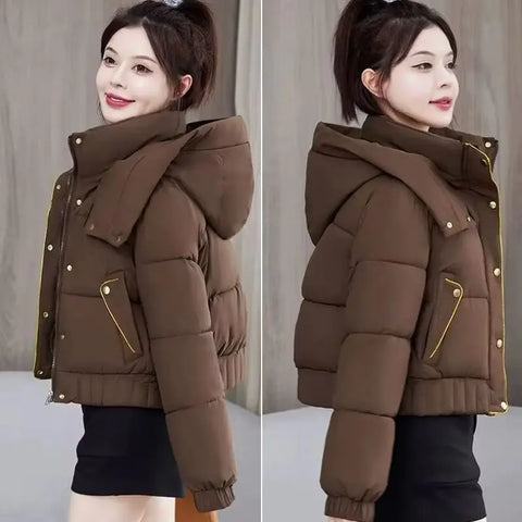 Winter Korean Hooded Bread Jacket Women Parkas Casual Thicke Warm Down Cotton Padded Short Jacket Female Outerwear
