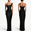 Elegant Satin Corset Long Dresses Women's One Shoulder Maxi Dress Evening Party Wedding Guest Blue Pink Prom Graduation Brown