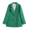 textured suit lapel long sleeved double row button pocket decoration Spring and Autumn women's versatile suit jacket