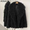 Debaior Winter Clothes Women Faux Mongolia Sheep Fur Coat Warm Fake Fur Jacket Long Sleeve Artificial Fur Overcoat