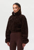 Women Cropped Teddy Fleece Jacket Half Zip High Neck Long Cuff Sleeve Loose Casual Autumn Winter Fuzzy Warm Outerwear
