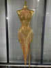 White Golden Color Women Sexy Off the Shoulder Shining Sequins Beading Bodycon Mid-calf Dress Birthday Photoshoot Stage Wear