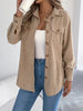 Elegant Single-breasted Solid Long-sleeved Corduroy Jacket Shirt Loose Casual Jacket Black Top Coat Women Clothes