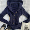 Spring Autumn Slim Jacket Women Hooded Knit Cropped Cardigan Design Sweater Warm Coat Long Sleeve Short Tops Knitted Cardigan