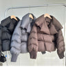 Lagabogy Winter Puffer Jacket Women Short 90% White Duck Down Coat Female Streetwear Warm Parkas Removable Sleeves Outwear