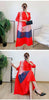 Long Pleated Dress For Women Round Neck Color Block Loose Style Printing Elegant Ladies Festival Party Clothing 2R8600