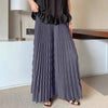Pleated Elastic Waist Women's Wide Leg Pants Chic Elegant Design Handmade Pleated Stretch Loose Long Pants 2DB3646