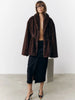 Mixed Color Lapel Collar Woman Long Coat Elegant Full Sleeve Loose Overcoat Winter Lady High Street Faux Fur Jacket