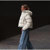 Two Wear Women's Winter Jacket Detachable Sleeve Padded Coat Stand Collar Hooded Puffer Coat Short Padded Coat Padded Vest