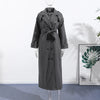Casual Woolen Women Coat Doube-Breasted Turn-Down Collar Long Sleeve Female Coats Autumn Winter Chic Lady Outwear