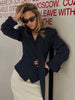 Striped Print V-neck Ribbon Suit Coat For Women Long Sleeve Buttons Office Lady Top Elegant Female Blazer Outwear