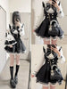 Japanese Y2 Aesthetics Rhinestone Bow Dress Shorts Set Women Gothic Lolita Style Long Sleeve Shirt Dresses Party Slim Mini Dress
