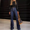 Chic Y2K Breasted High Waist Jeans Women's Bell-Bottom Denim Pants Trousers Streetwear Casual Denim Pants Jeans