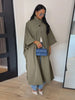 Stand Collar Oversized Long Trench Coat Women Street Single Button Half Sleeve Side Split Loose Jackets Chic Lady Outerwears