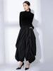 High Elastic Waist Black Wide Leg Arc Ankle Length Pants Loose Trousers Women Tide Autumn 31A0014
