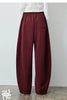 Women's Soft Cotton Curved Leg Long Pants Fall High Waist Drawstring Loose Wide Leg Pear Shape Friendly