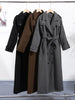 Casual Woolen Women Coat Doube-Breasted Turn-Down Collar Long Sleeve Female Coats Autumn Winter Chic Lady Outwear