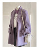Women's Double-faced Woolen Coat Spring Autumn Suit Collar Double Breasted Long Sleeve Temperament Commuting Purple Jacket