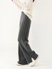 Women Wool Wide Leg Trousers Elastic Waist Side Slit Woman Wool Pants Autumn Winter 100% Merino Wool Knitted Soft Warm Trousers