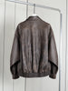 Spring Autumn Cool Handsome Retro Oversized Distressed Brown Soft Faux Leather Jackets for Women Zipper Runway