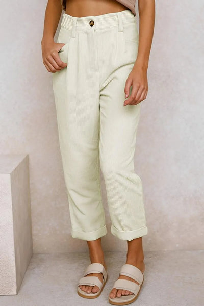 Customizable Corduroy Loose Straight Trousers Women Spring Autumn High Waist Casual Lady Oversize Loose Pants Suit Pants