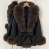 Real Fur Wool Jacket Reality Fur Jacket Women Natural Fox Fur Cuffs Winter Clothing Female Elegant with Belt Woolen Coat