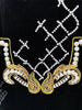 High Street F/W Designer Runway Women's Long Sleeve Sequined Pearls Beaded Velvet Dress