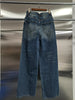 Loose Spliced Metal Decoration Versatile Jeans for Women High Waist Casual Wide Leg Jean Female Clothes