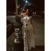 Women Sexy Lace Patchwork White Maxi Dress Flared Sleeve Off Shoulder Bodycon Gowns Lady Evening Night Party Robes